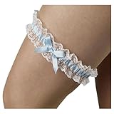 WenTigDY Strumpfband Blau Hochzeit Strumpfband Offwhite Hochzeit,Elegantes Strumpfband zur Hochzeit,Strumpfband Hochzeitsstrumpfband- Braut Strumpfband aus Spitze mit zarter Satinschleife- One Size