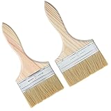 Nogeqi 2 Stück Lasurpinsel Holz 105mm/94mm, Pinsel Holzlasur Mit Buchenholzgriff Malerpinsel Flachpinsel Flächenstreicher Flach Pinsel Breit Für Lasuren, Öle, Wandfarben Holz, Metall & Möbel