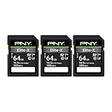 PNY 64 GB Elite-X Class 10 U3 V30 SDXC Flash-Speicherkarte, 100 MB/s, Klasse 10, U3, V30, 4K UHD, Full HD, UHS-I, Full Size SD​ (P-SD64GX3U3100EX-MP)