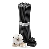 Diveevo Ritualkerzen №80 – 20 schwarze Bienenwachskerzen geweiht & hochwertig – Dünne Kerzen Ø 6,1 mm, 18,5 cm lang – 60 Min Brenndauer – tropffrei & rauchfrei für Rituale, Meditation, Gebete