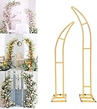 2-teiliges Gartenbogen-Set in Mondform, für Zeremonie, Hochzeit, Bögen, Hintergrundständer mit 5-teiligem Blumen-Werkzeug-Set, für Hochzeiten, Hintergrund, Party, Event, Dekoration, 2 Farben/3