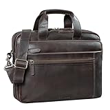 STILORD 'Alberto Geräumige Laptoptasche 15.6 Zoll Leder Aktentasche Herren Sehr Große Umhängetasche für DIN A4 Ordner Arbeitstasche mit Trolley-Halterung Echtleder Farbe:zamora - braun
