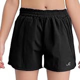 Mufeng Mädchen Sportshorts Schnell Trocknend Für Trekking Und Wandern Cargo Shorts Kurze Hosen Fitness Laufen Schwarz 122-128