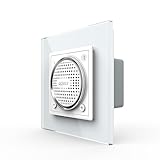 Luxus-Time LIVOLO Bluetooth Lautsprecher Wandlautsprecher Einbaulautsprecher für Unterputz Steckdose Sound mit Glasrahmen in Weiß für Musik Podcast im Büro Zuhause VL-FCF-2WP-11-SR-11-A