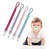 4 x Schnuller-Clips, Schnuller-Clips, Schnullerhalter, Baby-Schnuller-Halter, Schnullerketten, Spielzeug-Gurt, Schnullerketten, passend für alle Schnuller, Baby-Beißspielzeuge