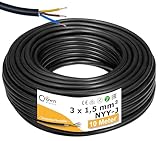 NYY-J 3x1,5mm² 10m Erdkabel Länge am Stück | Elektrokabel Ring für Verlegung im Erdreich & Außenbereich | Kupfer Eindrähtig DIN VDE 0276 Teil 603/627 | Deutsche Markenhersteller