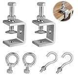 Edelstahl C-Zwingen, Delstahl Heavy Duty C Klemme mit Edelstahl 304 Ringschrauben Haken aus Roubste Trägerklemme Silbrige Tischklemme 6 Stück für Holzarbeiten, Schweißen und Tischlerei