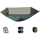 Tragbare Outdoor-Hängematte, Ultraleicht, tragbar, 200 kg, für Wandern, Rucksackreisen, Reisen, Strand – 280 x 140 cm (Green)