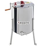 Arebos Premium Manuelle Honigschleuder | 4 Waben Rahmen | Extraktor Tangentialschleuder Edelstahl | Honigextractor mit Deckel | Imkerei und Bienenzüchter Zubehör