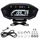 Geloo 12000 U/min Motorrad Tachometer mit Halterung, Universal Hintergrundbeleuchtung Motorrad Wasserdicht Tachometer Kilometerzähler Gauge für 1,2,4 Zylinder