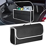 Auto Kofferraum Organizer, Faltbar Kofferraumtasche mit Klettbändern, Rutschfest Filz Auto Organizer Kofferraum, Auto box Kofferraum Toolbag Auto Zubehör - Geeignet für alle Fahrzeuge (Schwarz, Groß)