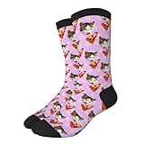 Katzenpizza Pink Herren Damen Wandersocken Atmungsaktiv Tennissocken Schnelltrocknende Trekkingsocken Für Outdoor Fussball Basketball