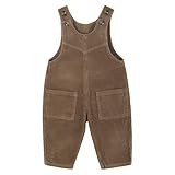 ANIMQUE Baby Kleinkind Kinder Cord Latzhosen Overall Jungen Mädchen Jumpsuits Ärmellose Knopf Verstellbare Hosenträger Hose Basic 0-4 Jahr, Koffein 80