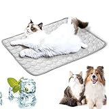 LURNODY 27,5 * 21,6 Zoll Kühlmatte für Hunde Selbstkühlende Kühlmatte Hund Kühlmatte für Haustiere Kühlendes Katzenbett für Den Sommer, Geeignet für Bodensofa, Zwinger, Autositz, Rasenkühlung (Grau)
