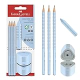 FABER-CASTELL 580074 - Bleistifte Set Grip sky blue, mit Spitzer und Radiergummi, 5-teiliges Schreibset