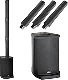 McGrey E-208LA Aktiv Line Array Säulenanlage - Schlanke Linienstrahler - PA Anlage - 100 Watt - 8' Subwoofer - 4X 2,5' Breitbandlautsprecher - USB/SD/Bluetooth Media-Player - Schwarz