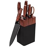 7-teiliges Messerblock Set – Extra scharfes Küchenmesserset aus Edelstahl mit ergonomischen Griffen, inkl. Messerblock mit integriertem Schärfer, ideal für den Alltag