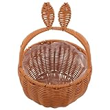 Luxshiny Geflochtener Hasen-Osterkorb Mit Griff Weide Aus Stroh -Süßigkeiten-Eierkörbe Obstkorb Rattan-Geschenkkörbe Niedlicher Kaninchen-Picknickkorb Für Eiersuche Partygeschenke