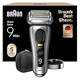 Braun Series 9 Pro+ Rasierer Herren Elektrisch, Elektrorasierer mit 5 Pro Rasierelementen, Rasierapparat ProTrimmer & Ladestation, 60 Min Laufzeit, Wet & Dry, Made in Germany, 9517s, Silber