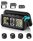 Jansite Upgraded TPMS Kabellos Solar-Reifendruckkontrollsystem 4/2 Rad-Schalter-Modi Genauigkeit 0,01 Bar 21-87Psi Reifendrucküberwachungsystemr 6 Alarm-Modus mit 4 Externe Sensoren