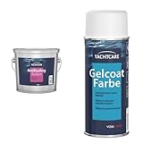 Yachtcare Action Hartantifouling Antifouling, Schwarz, 2,5L & Gelcoat Farbe 400ML RAL 9010 - Glänzende Endversiegelung zum Sprühen für Gelcoat & GFK