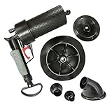 Abflussreiniger Pressluft Rohrreiniger + 5 Aufsätze, 4 Bar Druck, Abflusspumpe Rohrreinigungspistole, Für Küche Bad Kloschüssel Rohrreinigung