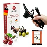 TABADOR Kirschentkerner & Olivenentkerner-Entsteiner-Perfekt für Hobbybäcker und Kirschliebhaber für sauberes Entsteinen von Kirschen & Oliven – Cherry Pitter in schwarz