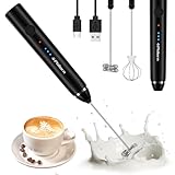 Philorn Milchaufschäumer Stab, Milchaufschäumer Elektrisch Stab Hand Held, 3-Gang USB-C Aufladbar Aufschäumer, Manuelle Milchschäumer für Kaffee/Latte/Cappuccino/Eier Schlagen (Schwarz)
