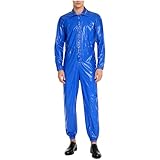 dPois Herren Arbeitsanzug Wasserdicht Arbeitsoverall Jumpsuit Schutzanzug mit Reißverschluss Einteiler Werkstatt Uniform Mechaniker Arbeitskleidung Blau S