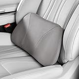 POKSRI 1 Stück Kissen lordosenstütze, Wildleder Flauschfell Lendenkissen, 39x22CM, Hochwertiges Memory Foam Innere Füllung, Autositze & Bürositze geeignet, Komfortabler Rückenstützpunkt(Grau)