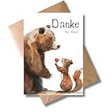 WBdesignz Herzliche Dankkarte mit Umschlag - Danke für Alles!” süße Dankeschönkarte Stilvolle Dankes karte für Freunde Familie Partner Kollegen (DIN A6)