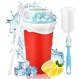 Slushy Maker, Slush Becher, Eis Zum Kneten Slushy Becher, Quick Frozen Magic Cup, Silikon Slushy Maker Cup, Slush Cup Mit Strohhalmlöffel für Diy Cola Oder Saft(rosa)