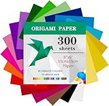 TYOREW Origami-Papier, 300 Blatt, 15 x 15 cm, doppelseitig, 70 g/m², 20 Farben, kleine Origami-Papierquadrate für Kinder, DIY, Schule, Kunst, Bastelprojekte, Kinder und Erwachsene