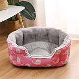 Odot Hundebett Grosse Kleine, Kleines Katzenbett, Rechteck Hundekörbchen, Orthopädisches Hundekissen Waschbar, Cartoon Muster Weiche Polsterung, rutschfest Hundesofa (Rosa Elefant,M)