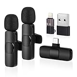 MXTIMWAN 2pcs Mini Mikrofon, Mikrofon Handy, Lavalier Mikrofon Wireless mit Rauschunterdrückung,Ansteckmikrofon für iPhone/Android Telefon/Computer/Laptop für Videoaufnahmen, Vlog,YouTube,TikTok