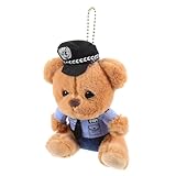 SOIMISS Polizei Bär Schlüsselanhänger Süßer Plüschbär Anhänger Langlebiges und Leichtes Kuscheltier für Taschen und Schlüssel für