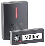 CASAcontrol Funkklingel: Funk-Türklingel, Licht- & Ton-Signal, 100 m Reichweite, WASSERGESCHÜTZT MIT IPX4, schwarz (Funkklingel Batterie, Kabellose Türklingel, Türklingelverstärker)