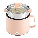 Hot Pot Elektrisch Mit Dampfgarer Elektrischer Topf 1.7L Hotpot Antihaft Mini Elektropfanne,Mit Deckel Kleiner Kochtopf,Zum Kochen Von Pasta, Suppe, Congee, Knödel, Eiern