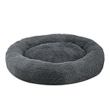 Juskys Haustierbett Monty XXL 100 cm rund Donut flauschig, rutschfest & waschbar - Hunde & Katzen Dunkelgrau Hundebett Katzenbett Hundesofa Hundecouch