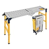 MOPEI 2 in 1 Multifunktions Arbeitsplattform Alugerüst Mobiler Schweißtisch | 36 x 140cm Verzinkte Tischplatte | 500 kg Belastbarkeit | 70-110cm Höhenverstellbar