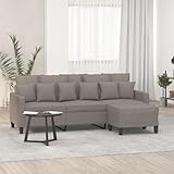 YUOTYRKTEJRSG 3 Seater Sofa with Ottoman 180 cm Taupe Fabric Living Room Couch Modern Design Comfortable Seating Durable Frame for Home Lounge
