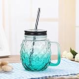 PKRANZYHKAL 460ml Glas mit Deckel und Strohhalm - Limonadengläser & Smoothie Gläser, Trinkglas mit Strohhalm und Deckel, Dubbeglas, trendige Farbverlauf Design, perfekt für Saft, Eistee, Cocktails