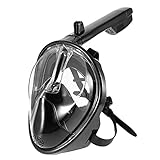 YASS Vollgesichtsmaske Tauchmaske Volltrocken Taucherbrille Silikonmaske Tauchausrüstung Schnorchelset, Schwarz