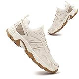 AONEGOLD Wanderschuhe Damen Herren Wasserdicht Atmungsaktiv Trekkingschuhe Leicht rutschfeste Bergschuhe Kletterschuhe Outdoorschuhe Hiking Mountain Sneaker (Beige/37EU)