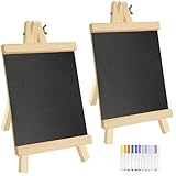 2 Stück Kleine Tafel Aufsteller, Tafel für Tisch 28 x 16 cm, Schiefertafel zum Beschriften, Kleine Tischtafel mit Ständer für Buffet Schilder Preisschilder Hochzeiten Tischkarten