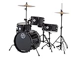 Ludwig Pocket Kit von Questlove | All-in-One-Schlagzeug für Einsteiger | Mit 4 Trommeln, Hi-Hats, Crash/Ride-Becken, Pedalen, Hocker und Drumsticks | Lackierung Black Sparkle (LC178X016)