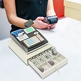 Elektronische Kasse Registrierkasse mit LED Display, 48 Tasten Digitale LED Elektronische Registrierkasse, Einzelhandel Kassensystem Solide Kassenschublade Von 40W, Englische Version, Nur englisch