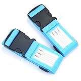 Yizhet 2 Stück Kofferbänder für sichere Reisen, Koffergurte mit Kreuz-Design und Adressschild - Blau für einfache Wiedererkennung