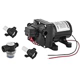 24V 4A 1/2' RV/Boot Wasserpumpe 55PSI 11.3LPM Selbstansaugende Booster Pumpe Wasser Membran Druckpumpe, Überhitzungsschutz, für Wohnwagen Boot Waschen Spritzen Garten