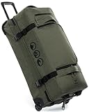 SONS OF ALOHA XL Reisetasche mit 2 Rollen Kane Rollkoffer 80 cm Koffer Sporttasche Reise-Trolley 120L, grün-Olive